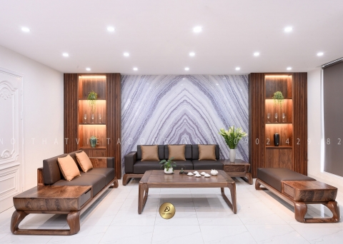 Sofa gỗ óc chó V'LUXE SF-04